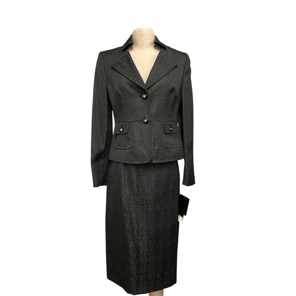 Suit Studio New York (Suistudio) 2-Piece Suit - Black & Gold Textured Set - Size
